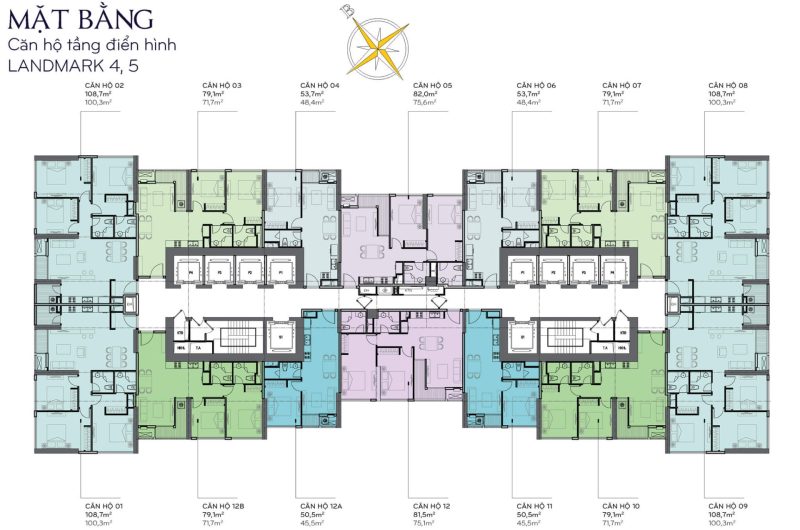 Layout Landmark 4 và các căn hộ