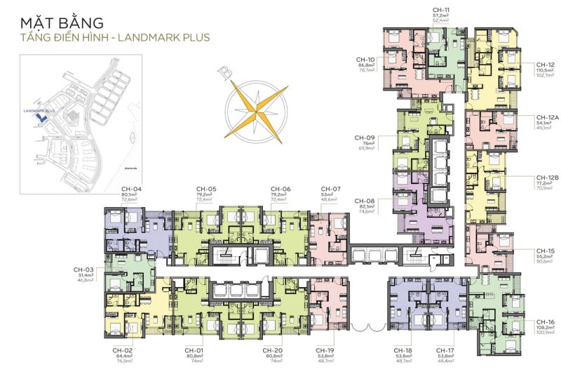 Layout Landmark Plus và các căn hộ