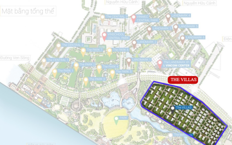 Mặt bằng biệt thự vinhomes central park – khu villa Central Park